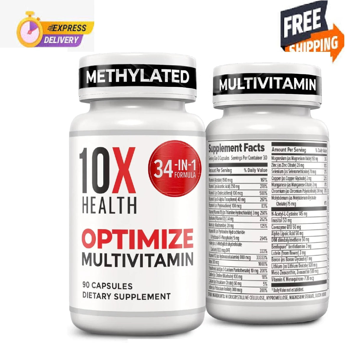10X Health Optimize Methylated Multivitamin – 90 Capsules