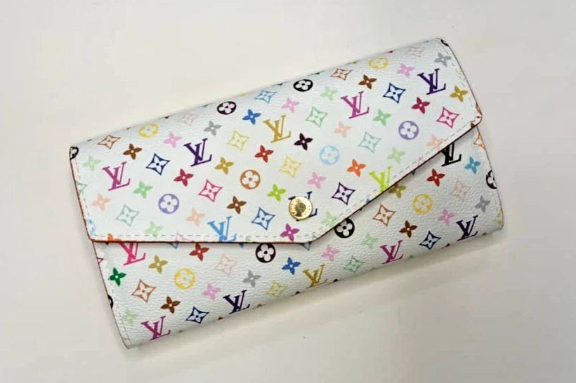 Louis Vuitton White Multicolor Takashi Murakami Sarah Long Wallet Pink Interior