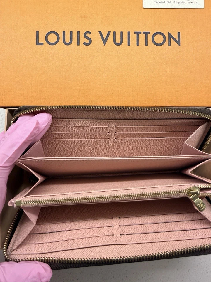 Louis Vuitton Monogram Zippy Wallet Rose Ballerine Long Wallet Brown
