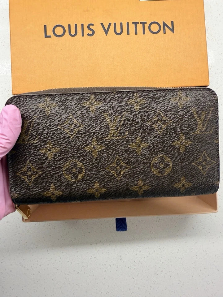 Louis Vuitton Monogram Zippy Wallet Rose Ballerine Long Wallet Brown