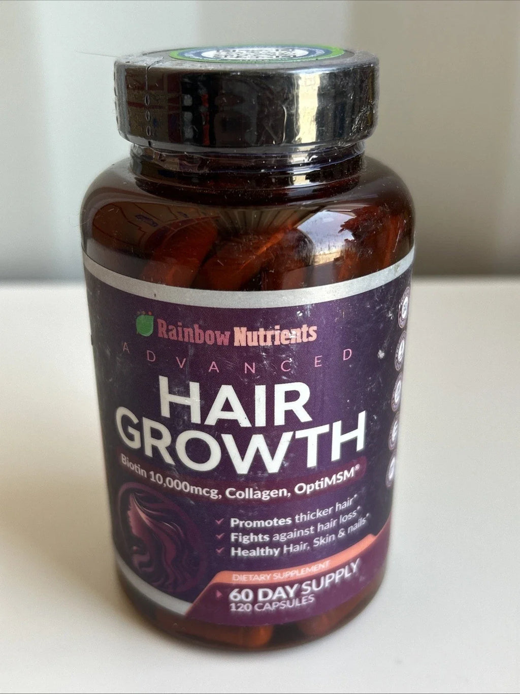 Rainbow Nutrients Hair Growth Vitamins for Women | Biotin 10,000Mcg Collagen 120