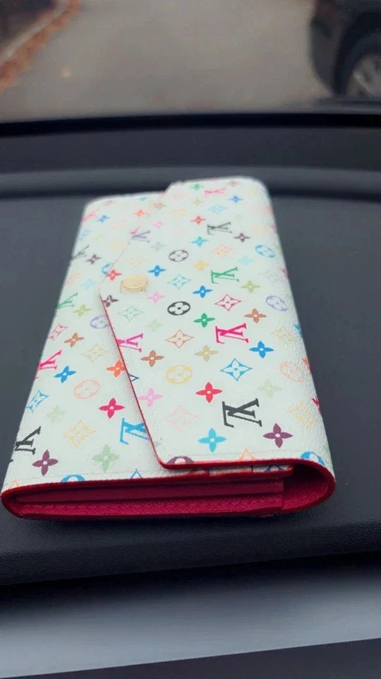 Louis Vuitton x Takashi Murakami White Multicolor Sarah Long Wallet With Box