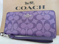 COACH Long Round Zip Wallet with Strap Purple Signature C4452 outlet F/S