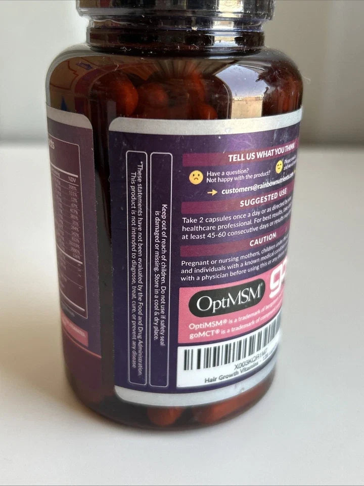 Rainbow Nutrients Hair Growth Vitamins for Women | Biotin 10,000Mcg Collagen 120