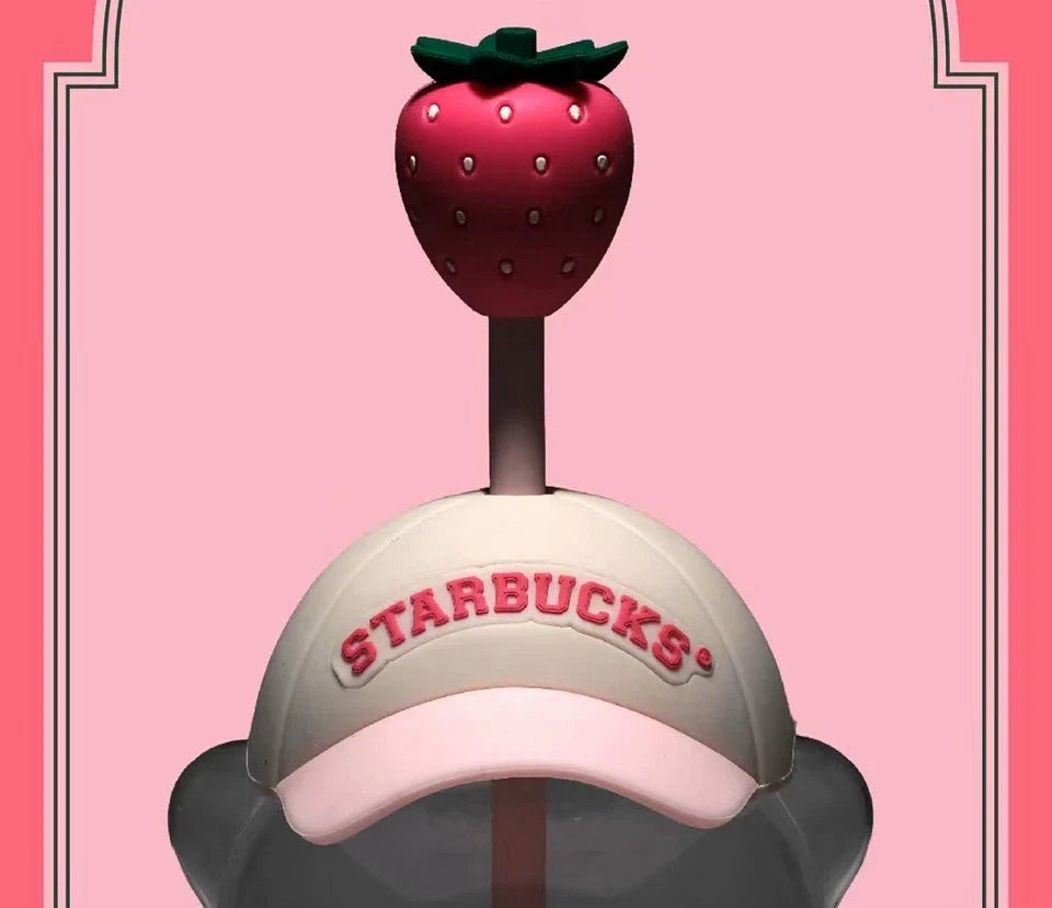 Starbucks Limited Edition Pink Strawberry Cap Bearista Bear Glass Cup 20oz/591ml